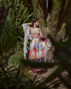 Rapsodia Floreale ruffle skirt with blouse and dupatta