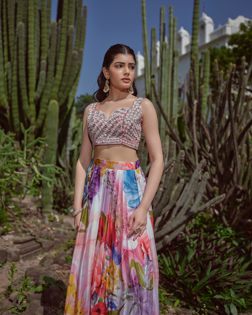 Aurora blouse paired with Floreale skirt