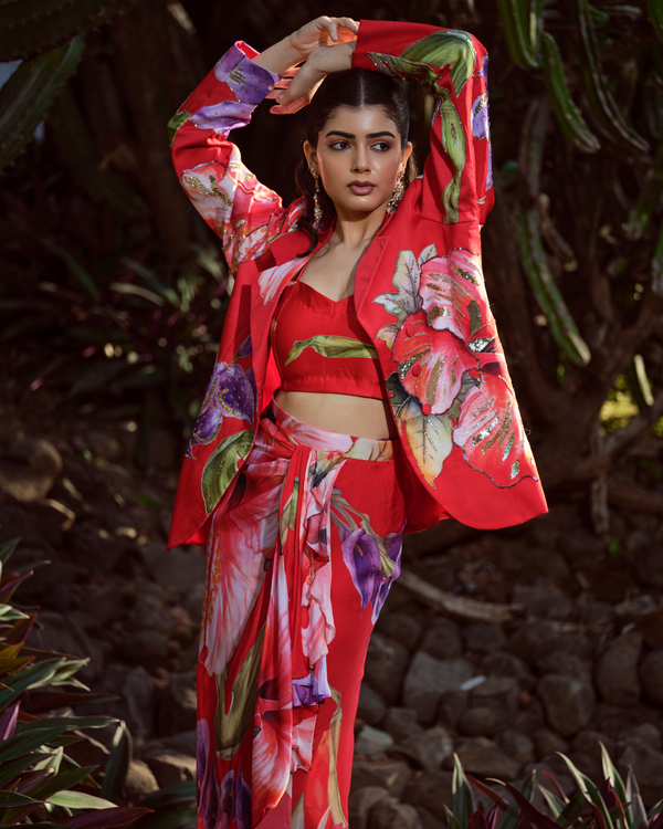 Armonia Botanica blazer set with drape skirt