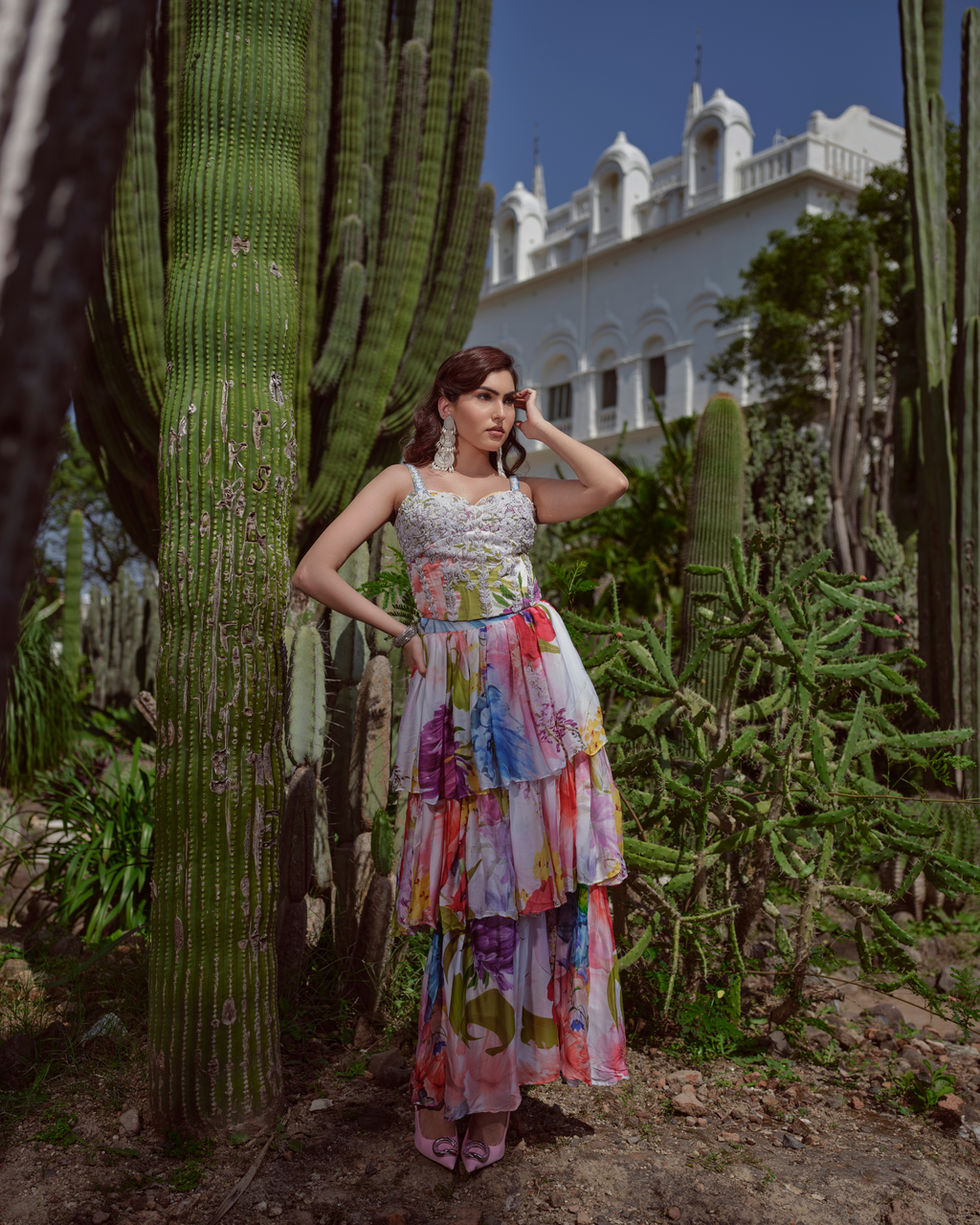 Vigna corset paired with ruffle skirt
