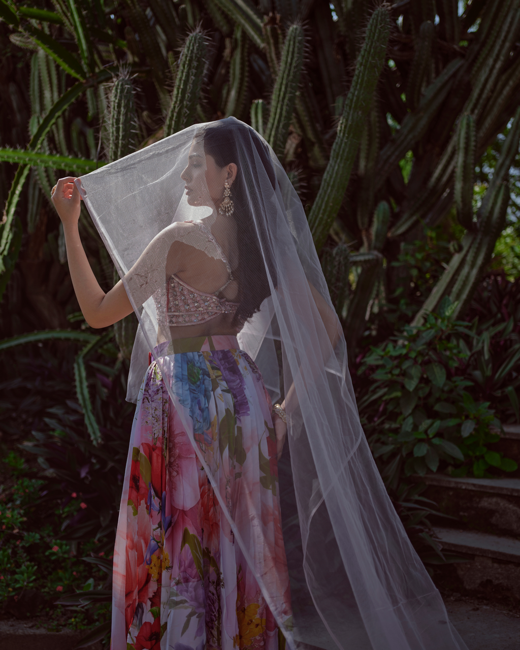 Rapsodia Floreale ruffle skirt with blouse and dupatta