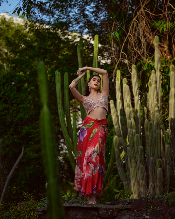 Aureo drape skirt with cape and Firenze bustier