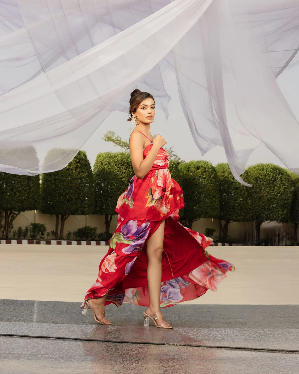 Ruffle Slit Dress