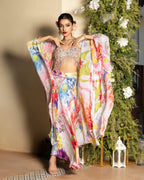 Statement Cape Set with Hand Embroidered Bralette