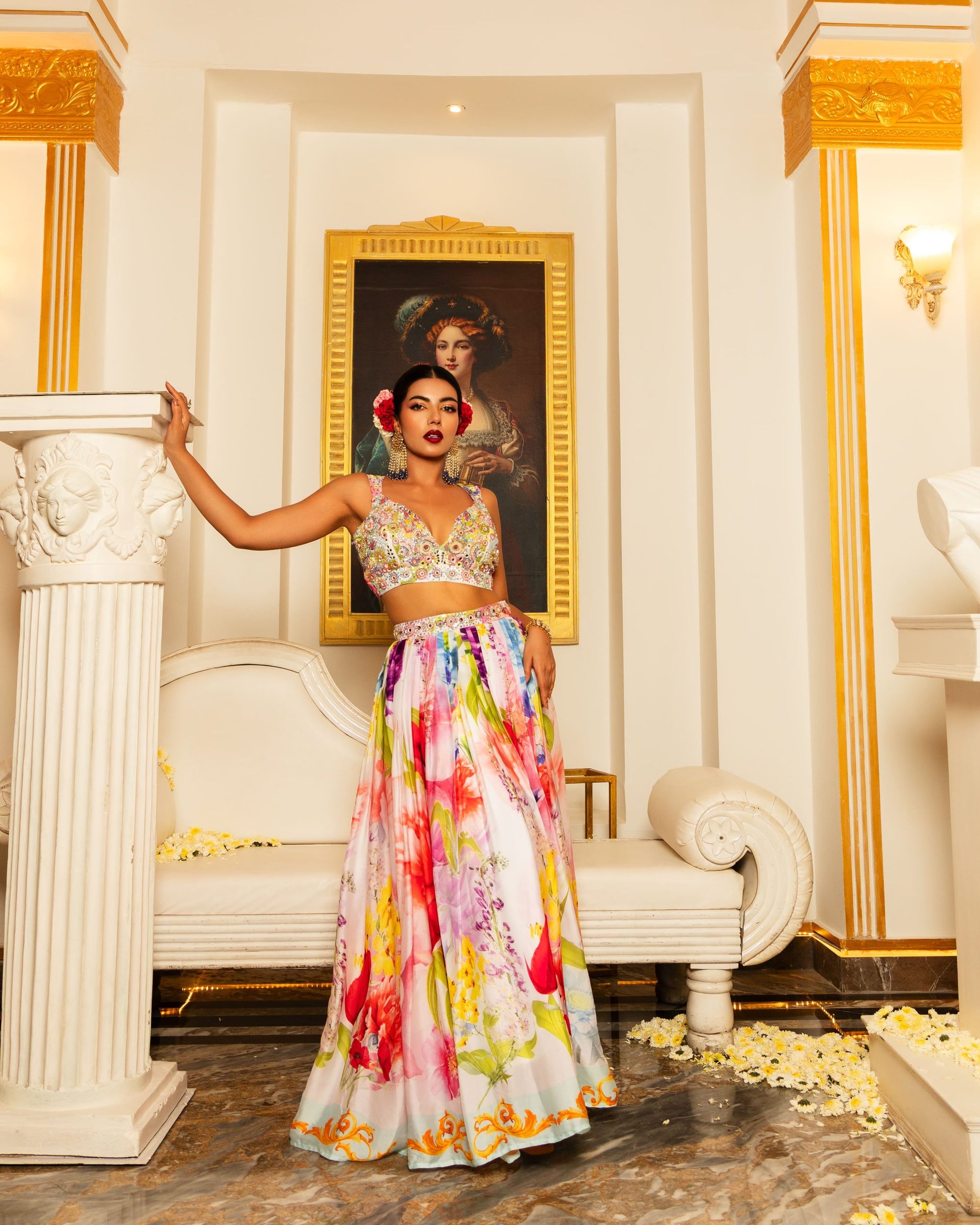 Exquisite Hand Embroidered Blouse Lehenga Set