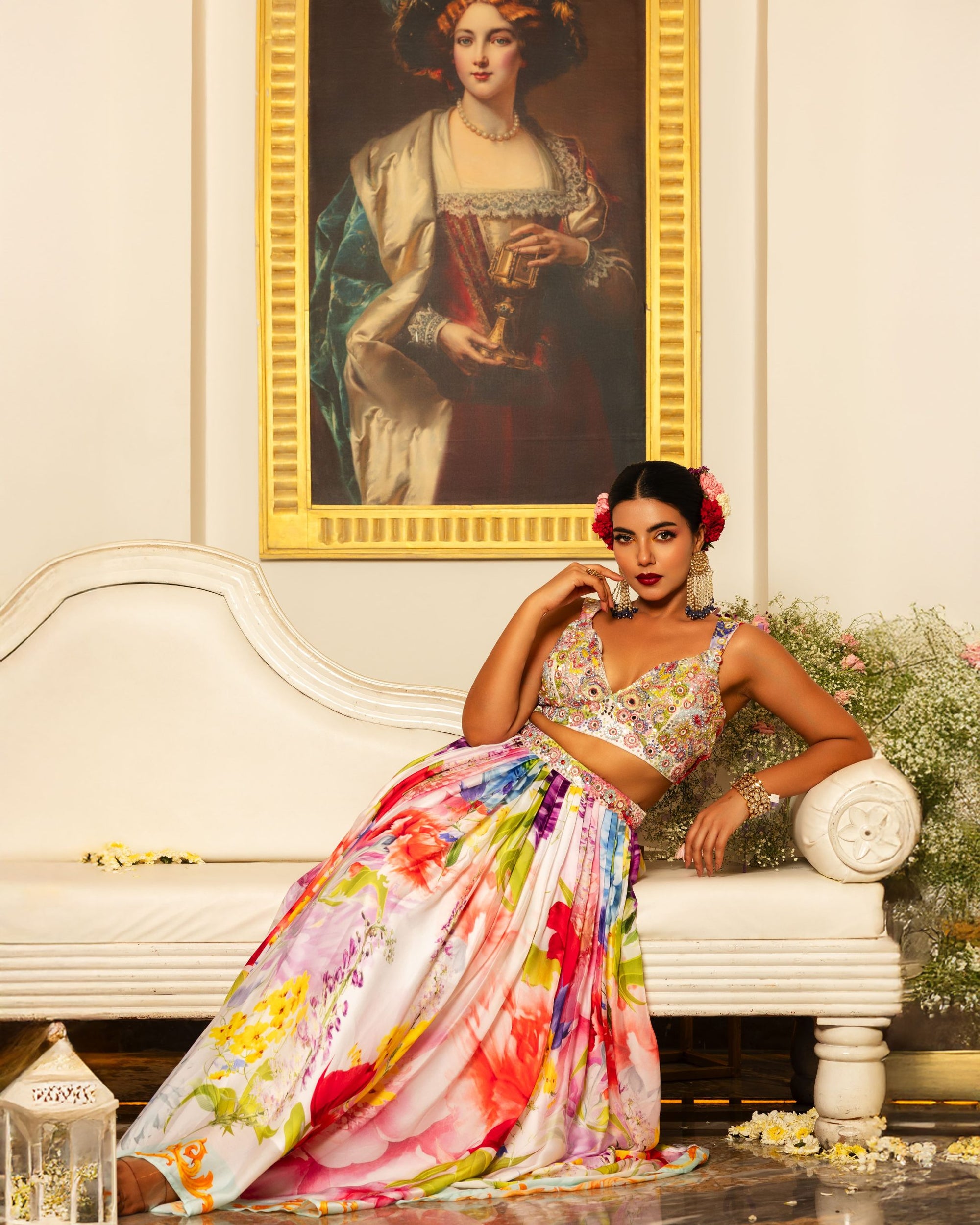 Exquisite Hand Embroidered Blouse Lehenga Set