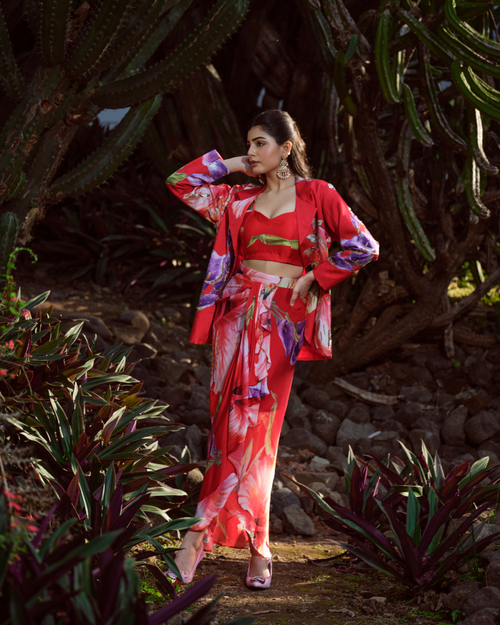 Armonia Botanica blazer set with drape skirt