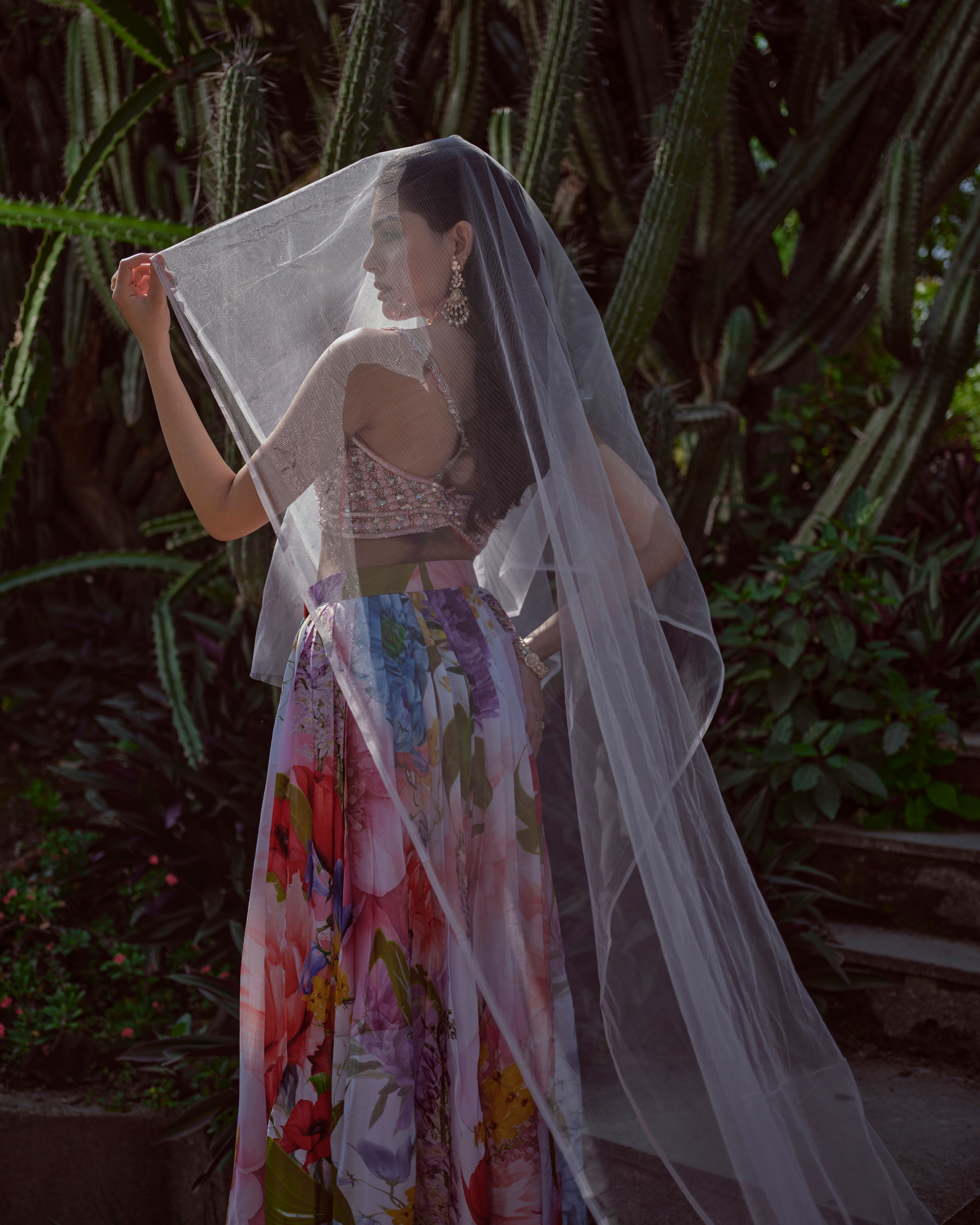 Rapsodia Floreale ruffle skirt with blouse and dupatta