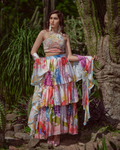 Rapsodia Floreale ruffle skirt with blouse and dupatta