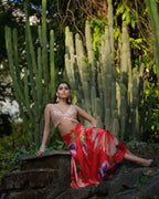 Aureo drape skirt with cape and Firenze bustier