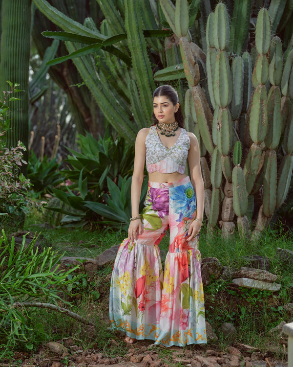 Fior di vento garara set with hand embroidered blouse