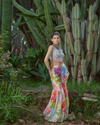 Fior di vento garara set with hand embroidered blouse