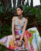 Fior di vento garara set with hand embroidered blouse